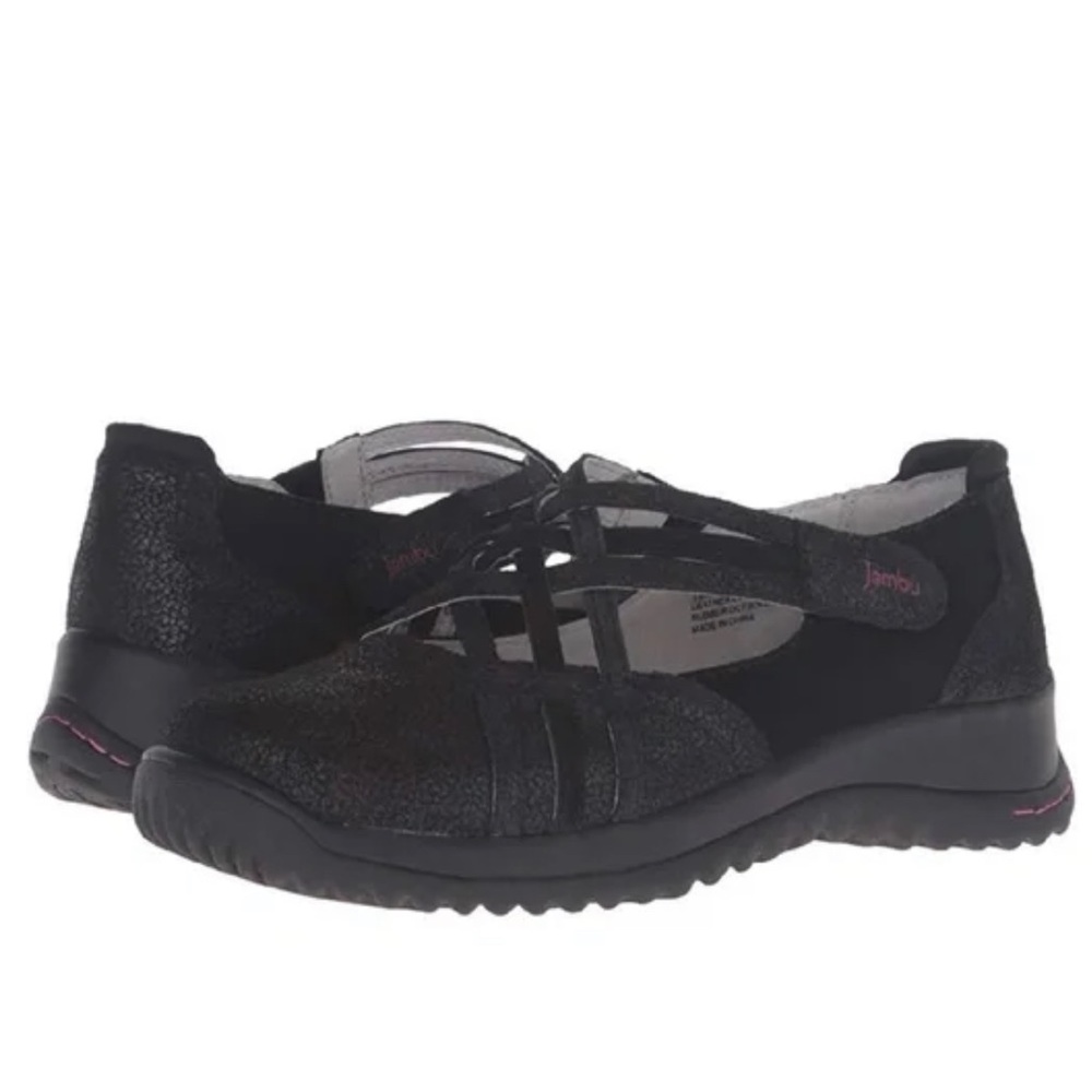 Jambu Montana Black Leather Strappy Shoes Size 6